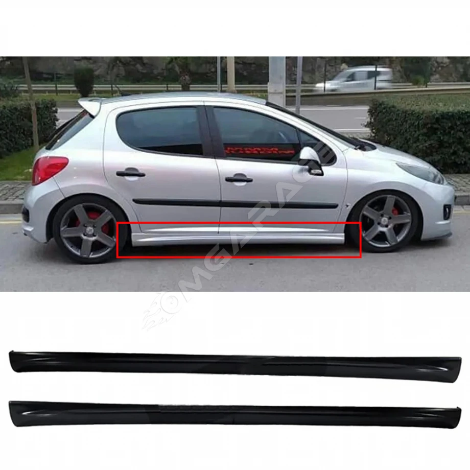 Peugeot 207 Yan Marşpiyel Seti Mat Siyah Plastik 2 Adet