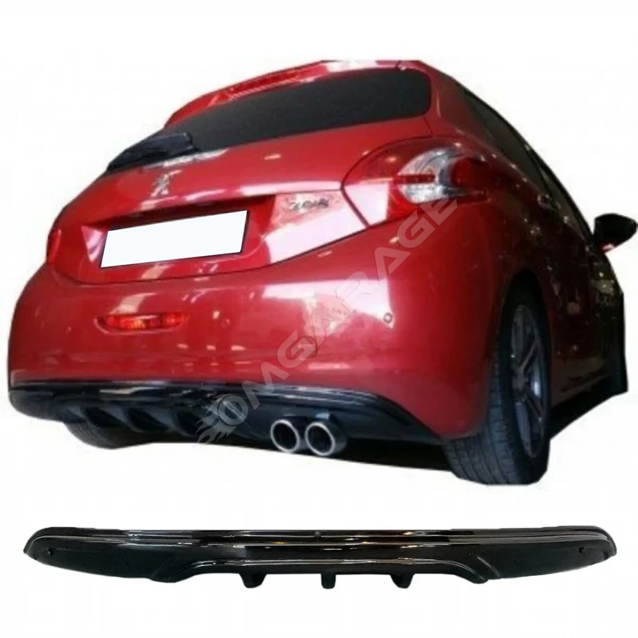 Peugeot 208 Difüzör Difizör Plastik Parlak Siyah 2012-2018 Arka-bodykit-ek-karlık