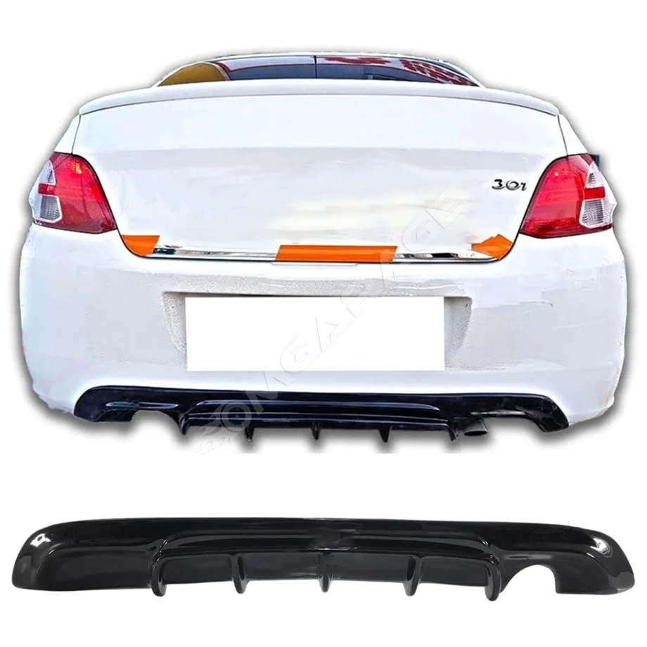 Peugeot 301 Difüzör Difizör Plastik Parlak Siyah 2017 2018 2019 2020 2021 2022 Arka-difizör-bodykit-ek