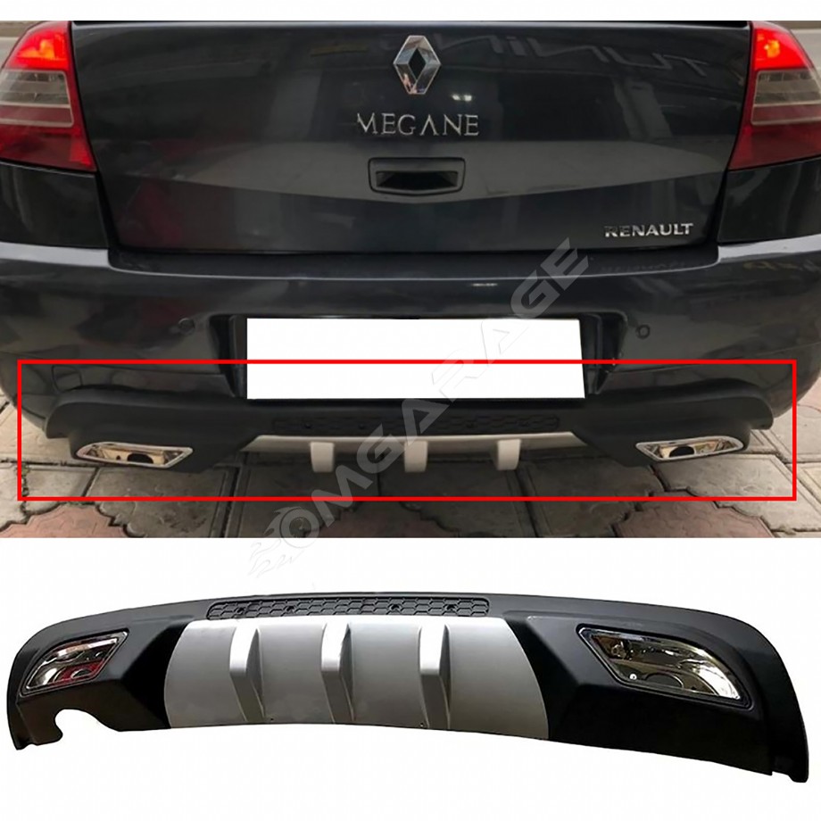 Renault Megane 2 Difüzör Difizör Gri + Kare Egzoz Görünüm C Tip 2002 - 2009