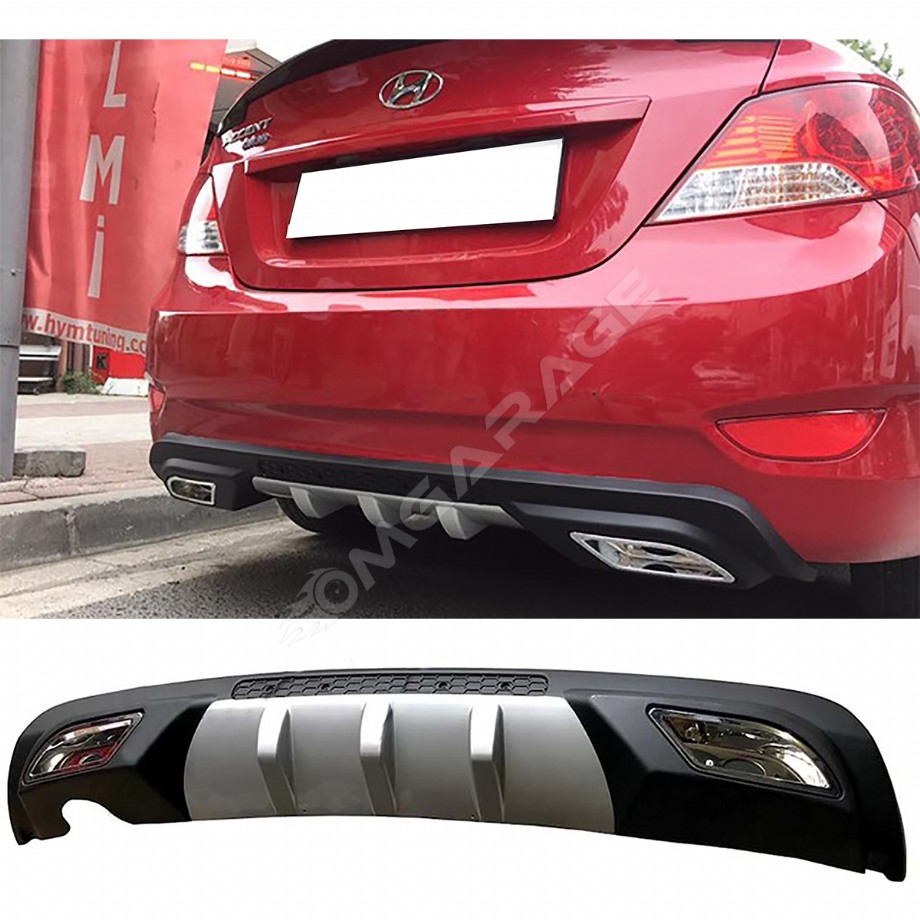 Hyundai Accent Blue Difüzör Difizör Gri + Kare Egzoz Görünüm C Tip 2010 - 2018