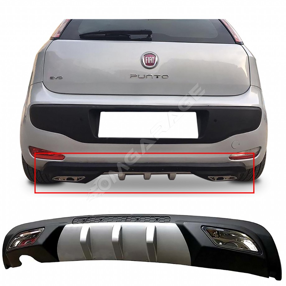 Fiat Punto Evo Difüzör Difizör Gri + Kare Egzoz Görünüm C Tip