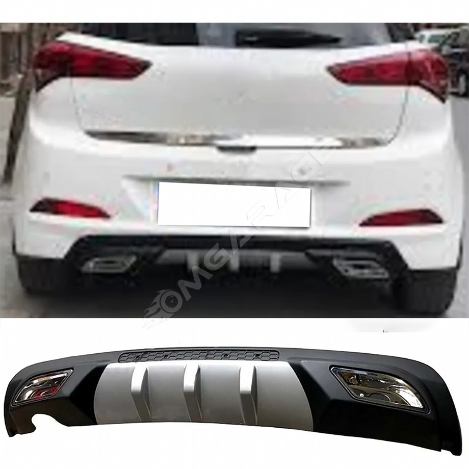 Hyundai i20 Difüzör Difizör Gri + Kare Egzoz Görünüm C Tip