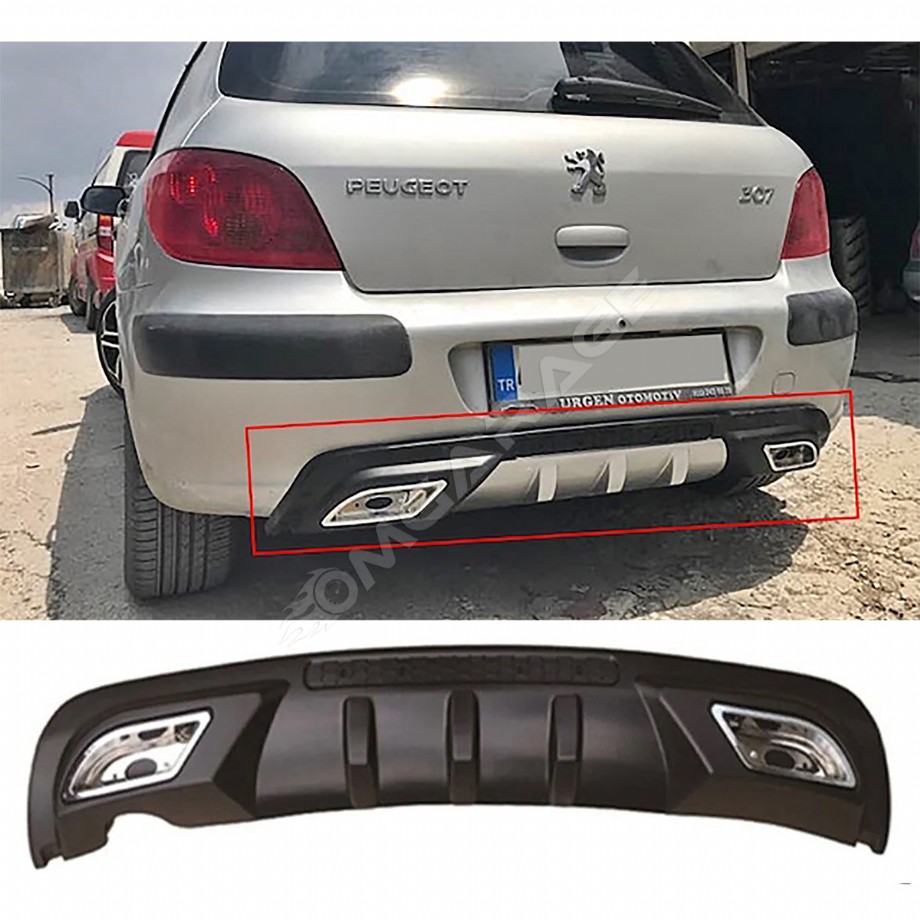 Peugeot 307 Difüzör Difizör Siyah + Kare Egzoz Görünüm C Tip