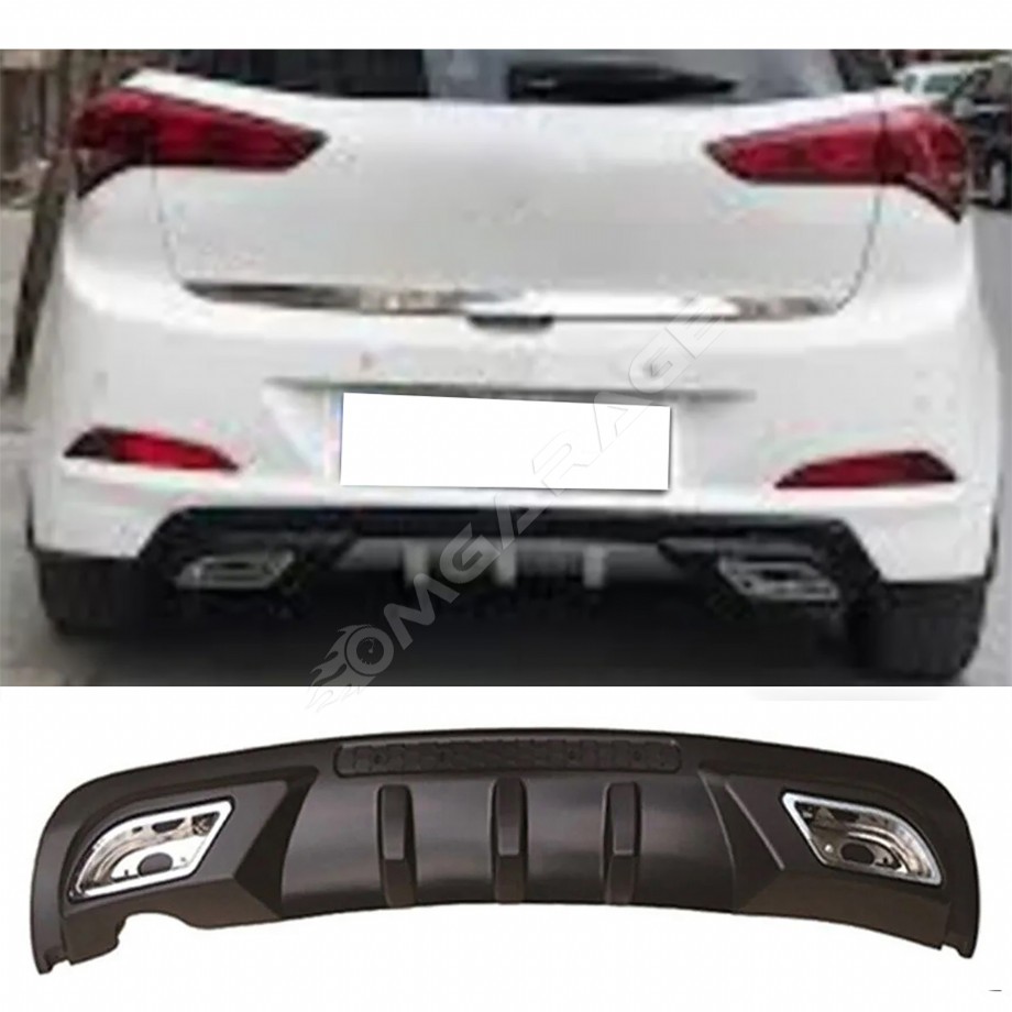 Hyundai i20 Difüzör Difizör Siyah + Kare Egzoz Görünüm C Tip