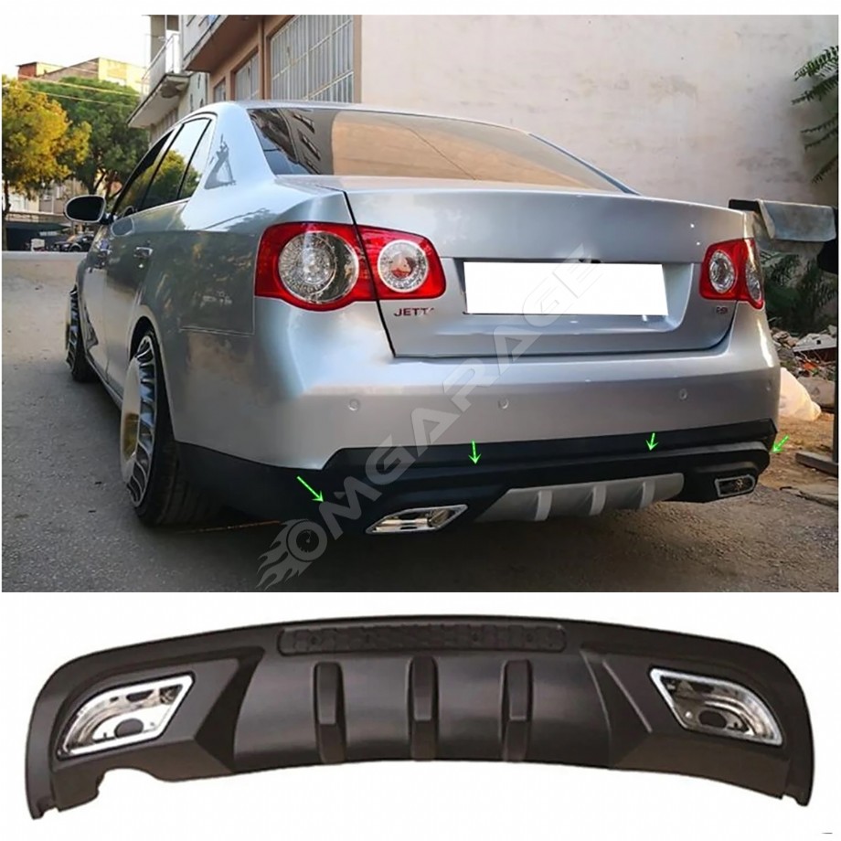 Vw Jetta Mk5  Difüzör Difizör Siyah + Kare Egzoz Görünüm C Tip