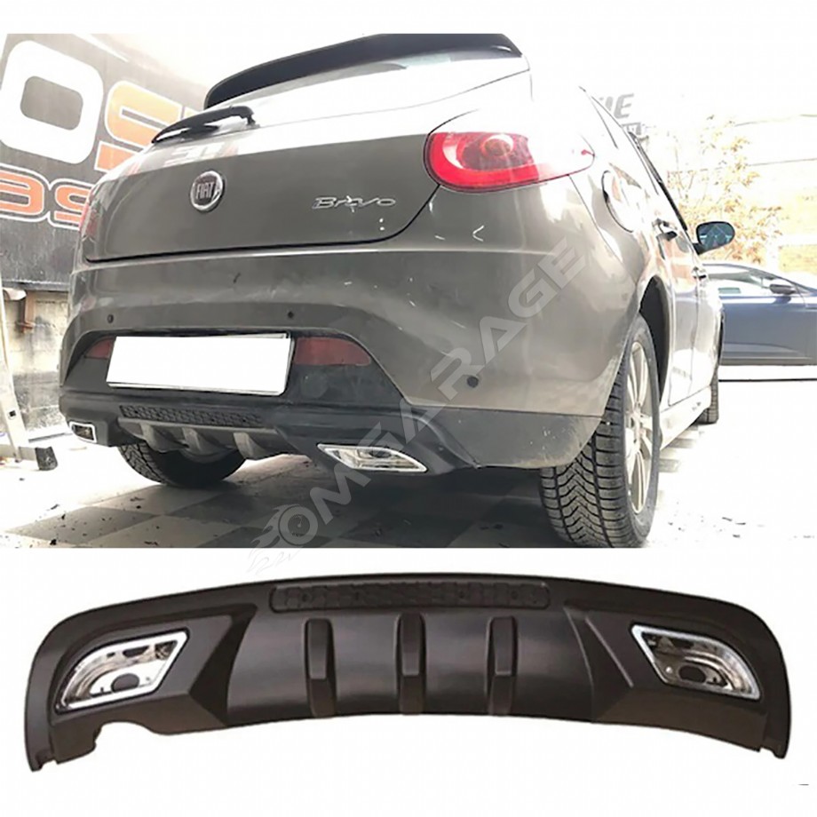 Fiat Bravo Difüzör Difizör Siyah + Kare Egzoz Görünüm C Tip 2006-2016