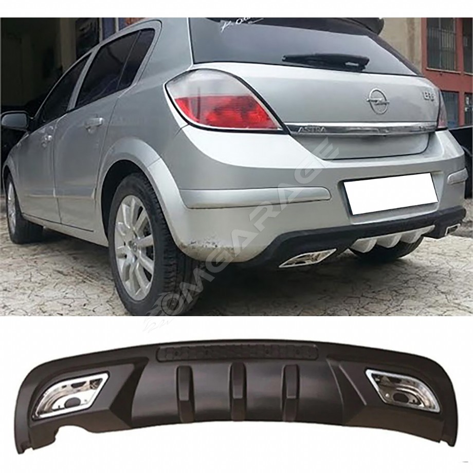 Opel Astra H Difüzör Difizör Siyah + Kare Egzoz Görünüm C Tip 2004 - 2009