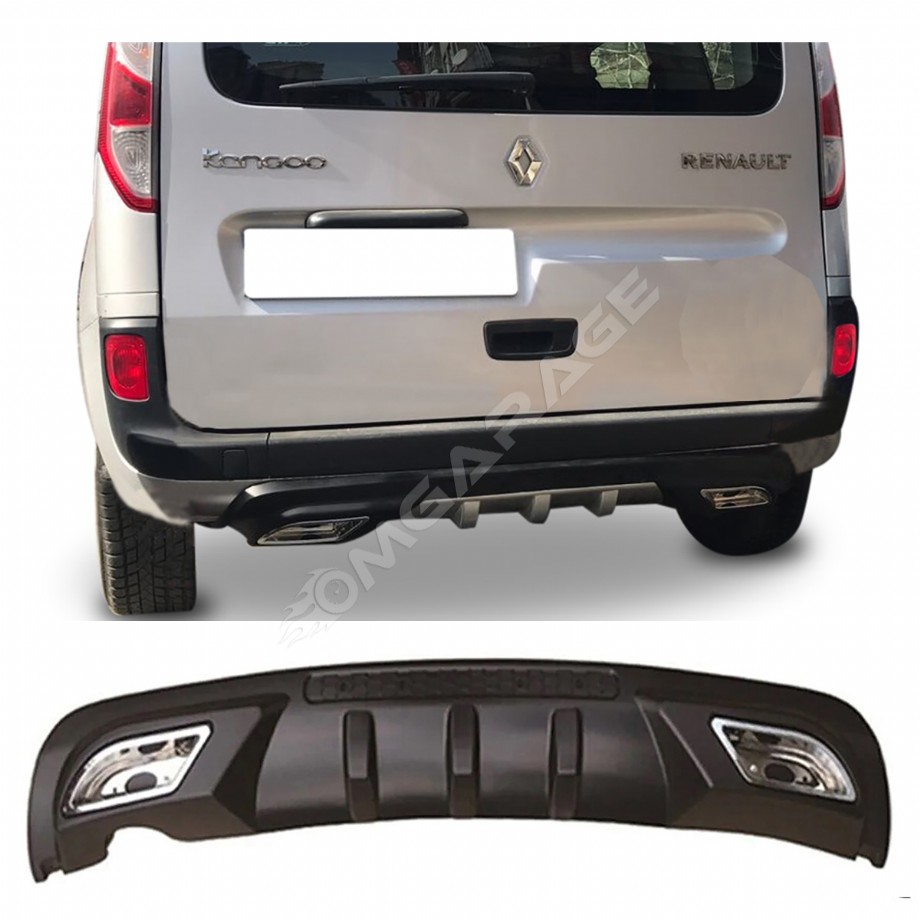 Renault Kangoo Difüzör Difizör Siyah + Kare Egzoz Görünüm C Tip
