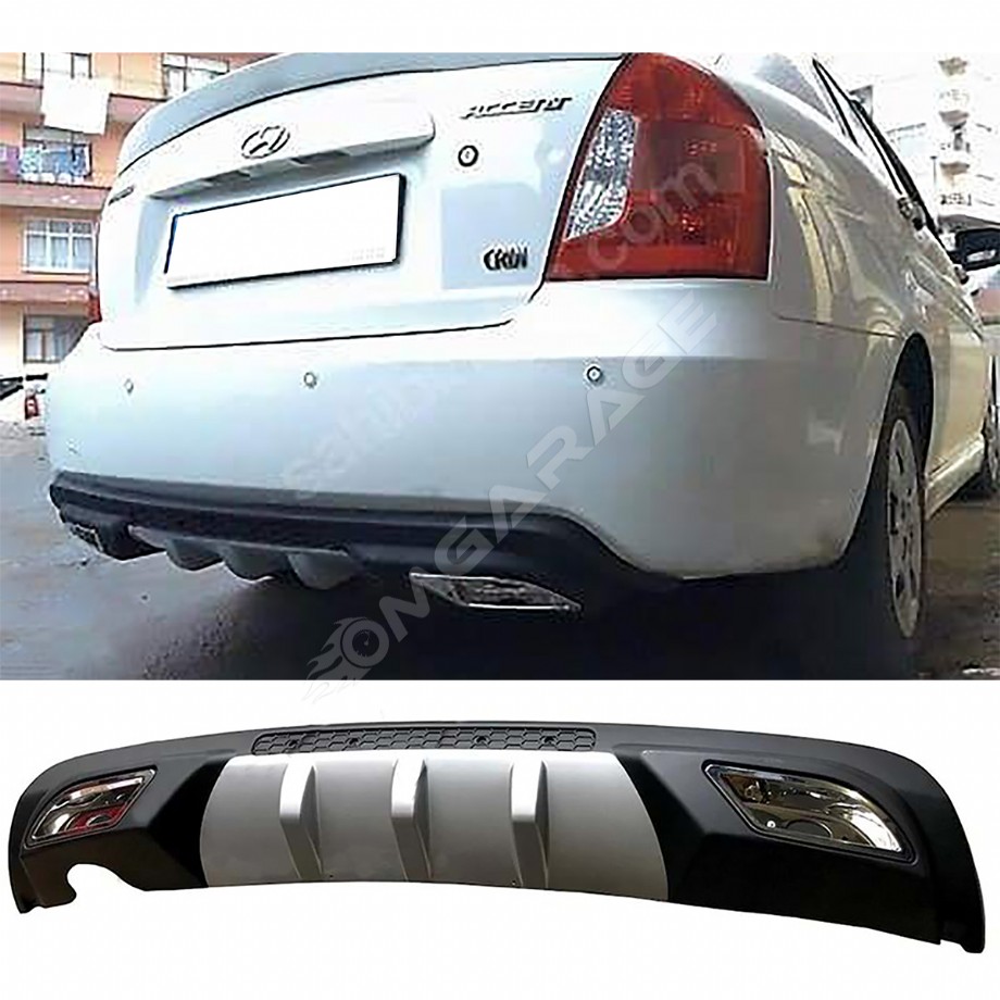 Hyundai Accent Era Difüzör Difizör Gri + Kare Egzoz Görünüm C Tip 2006 - 2009