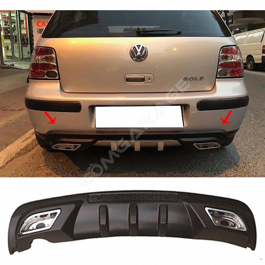 Vw Golf 4 Difüzör Difizör Siyah + Kare Egzoz Görünüm C Tip