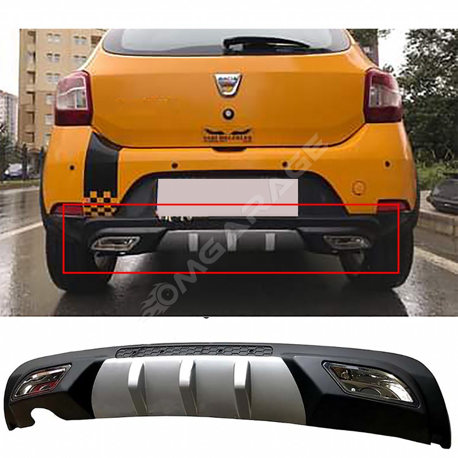Dacia Sandero Difüzör Difizör Gri + Kare Egzoz Görünüm C Tip