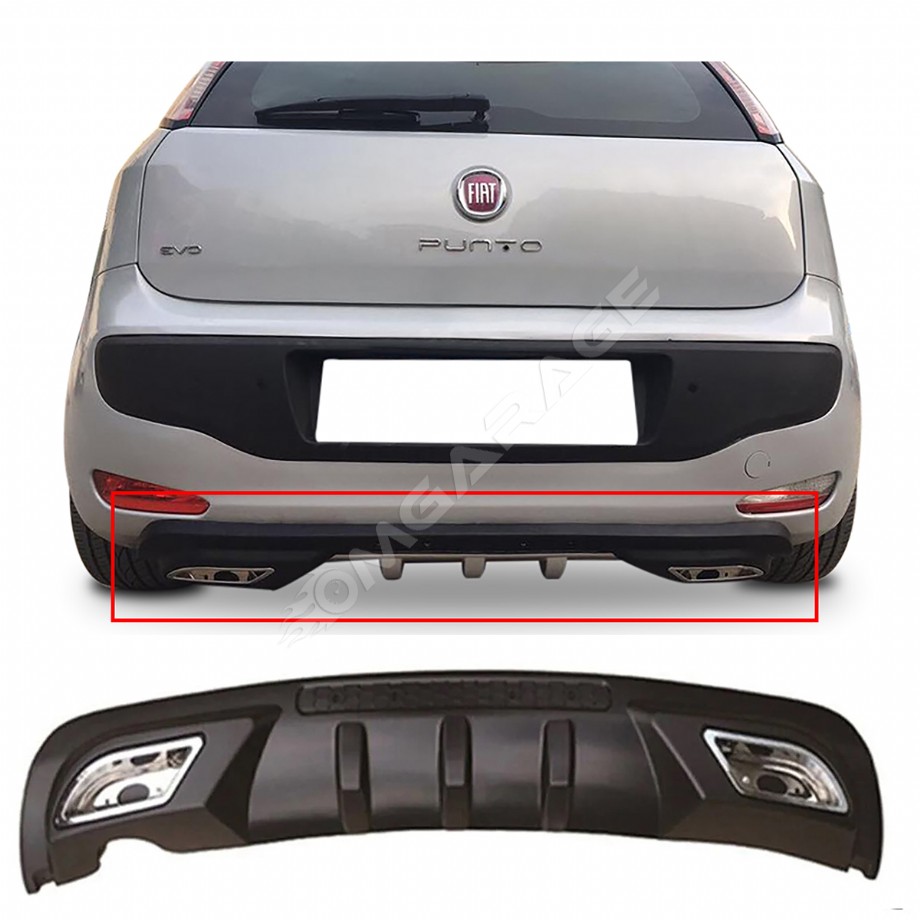 Fiat Punto Evo Difüzör Difizör Siyah + Kare Egzoz Görünüm C Tip