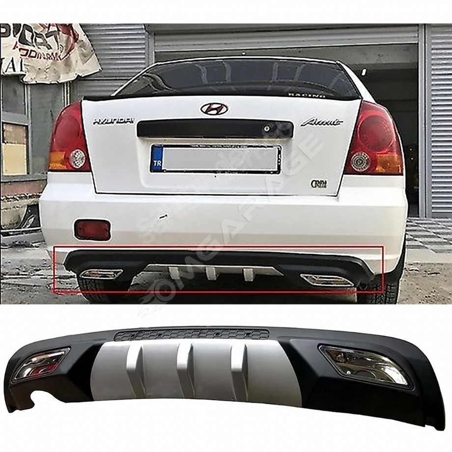 Hyundai Accent Admire Difüzör Difizör Gri + Kare Egzoz Görünüm C Tip 2003 - 2006