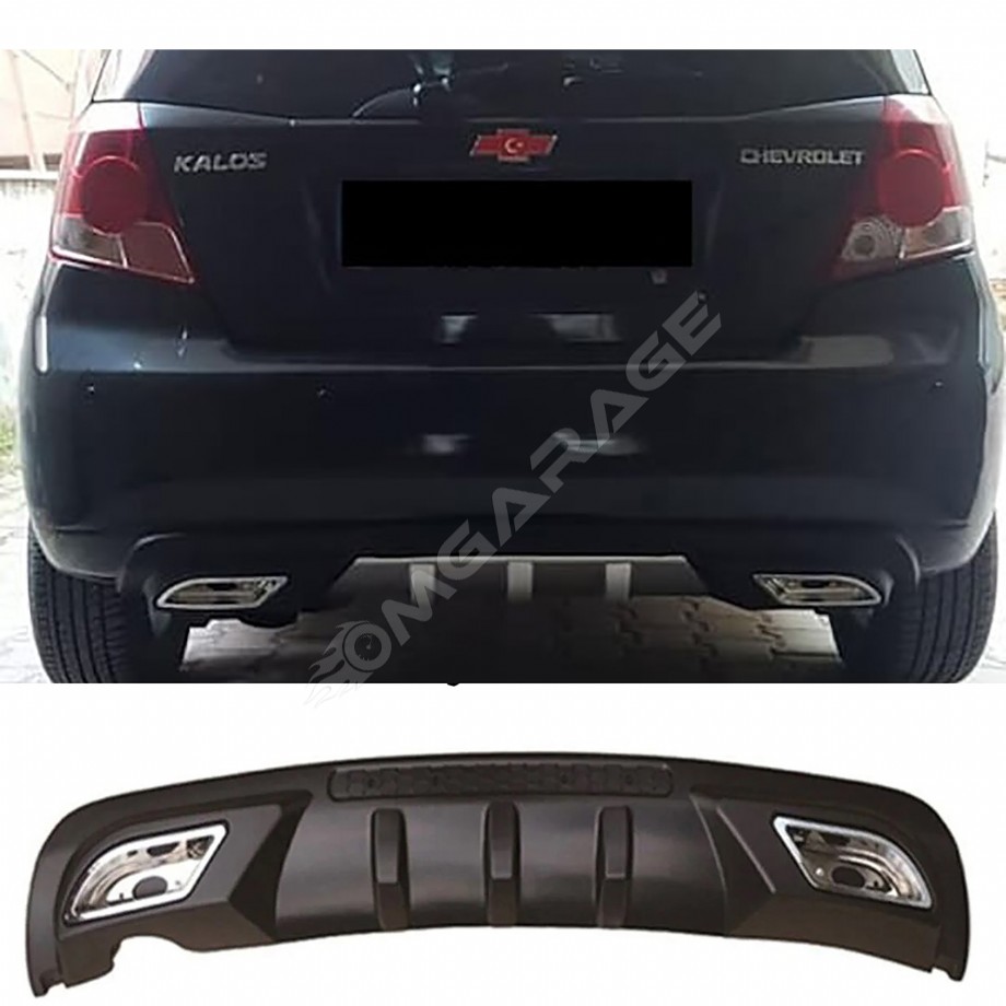 Chevrolet Kalos Difüzör Difizör Siyah + Kare Egzoz Görünüm C Tip