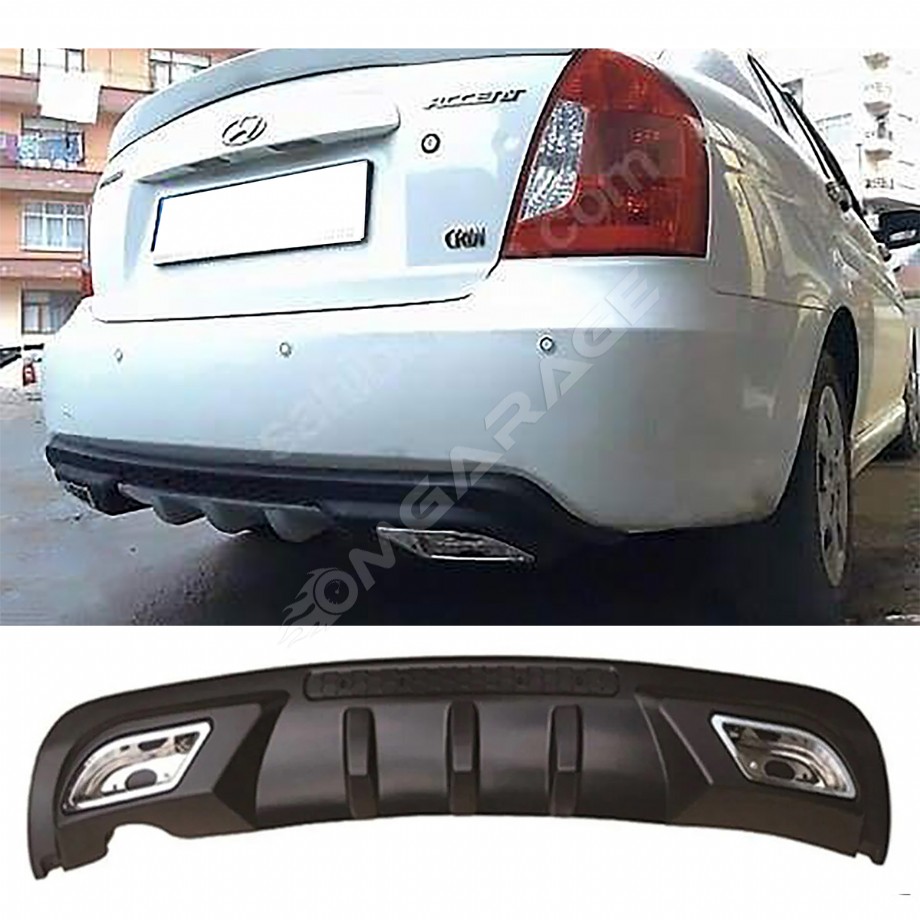 Hyundai Accent Era Difüzör Difizör Siyah + Kare Egzoz Görünüm C Tip 2006 - 2009