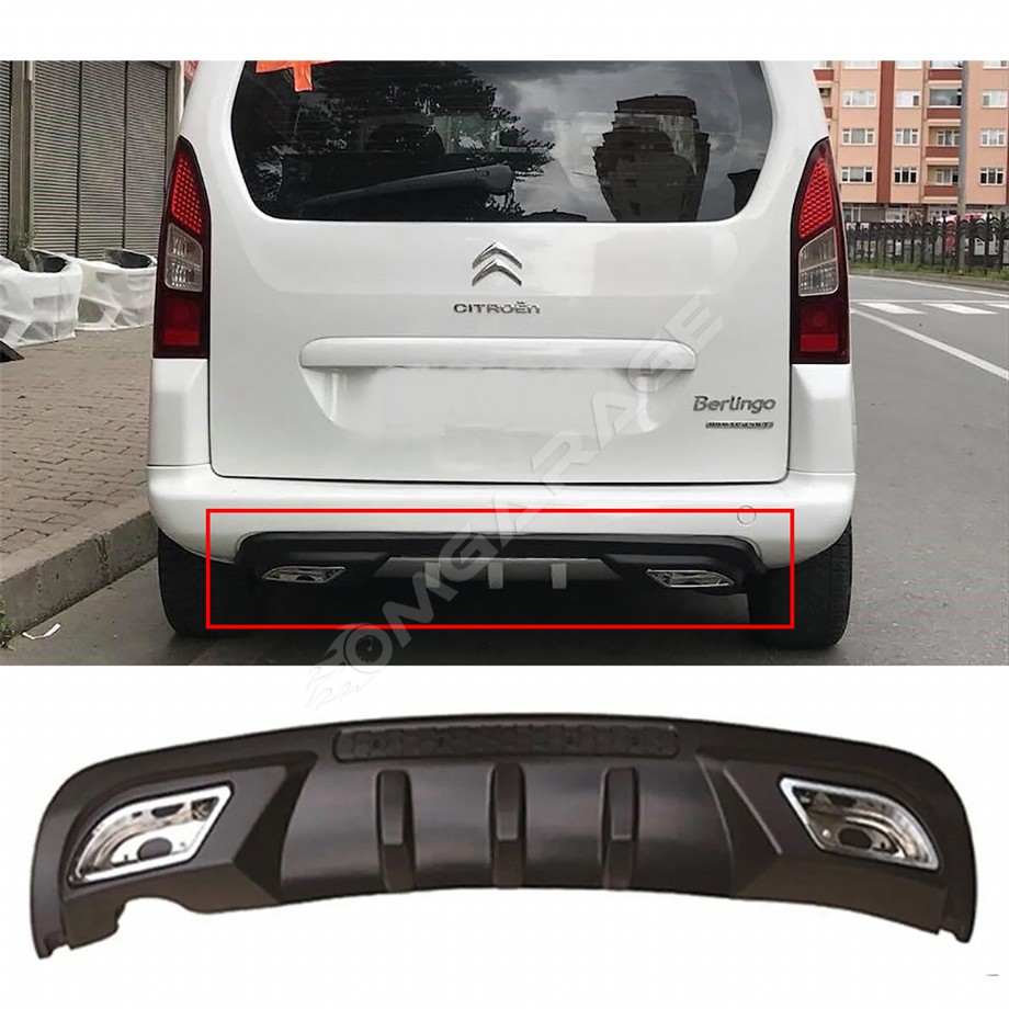 Citroen Berlingo Difüzör Difizör Siyah + Kare Egzoz Görünüm C Tip