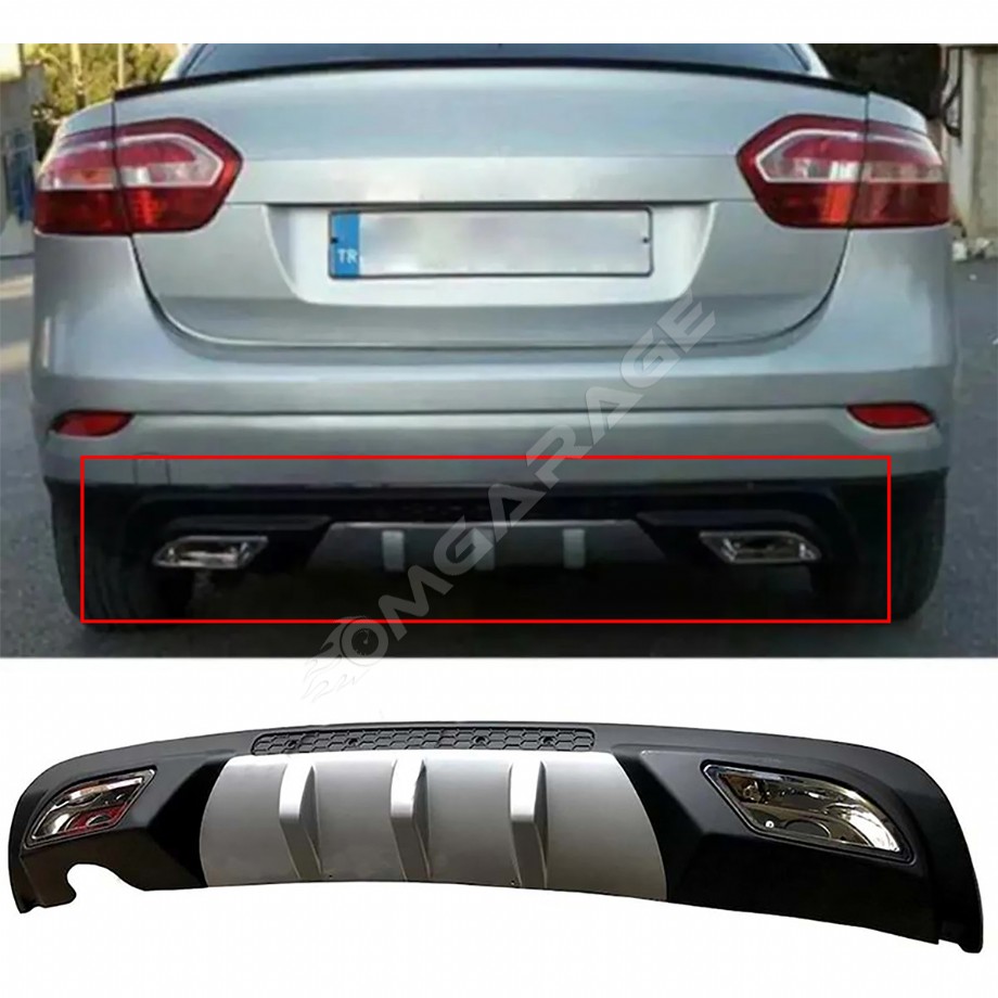 Renault Fluence Difüzör Difizör Gri + Kare Egzoz Görünüm C Tip 2009-2016
