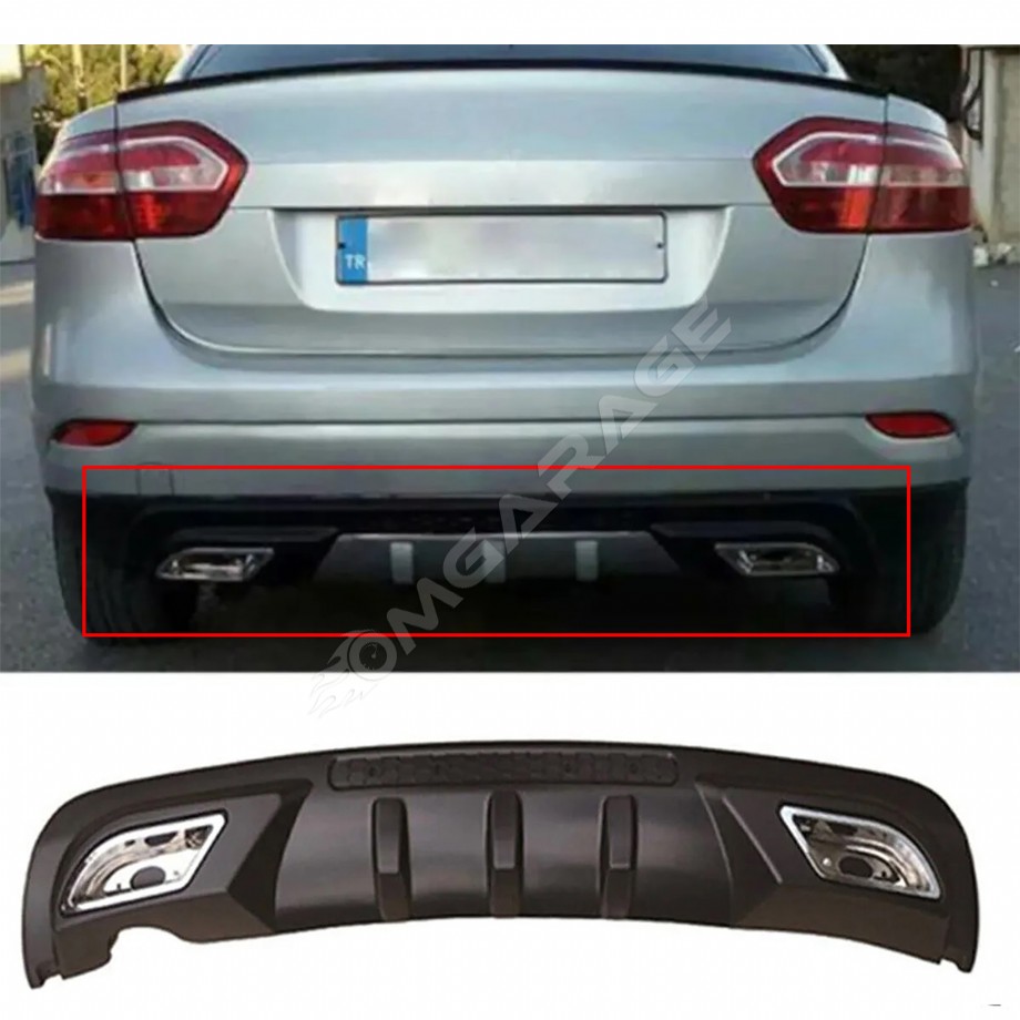 Renault Fluence Difüzör Difizör Siyah + Kare Egzoz Görünüm C Tip 2009-2016