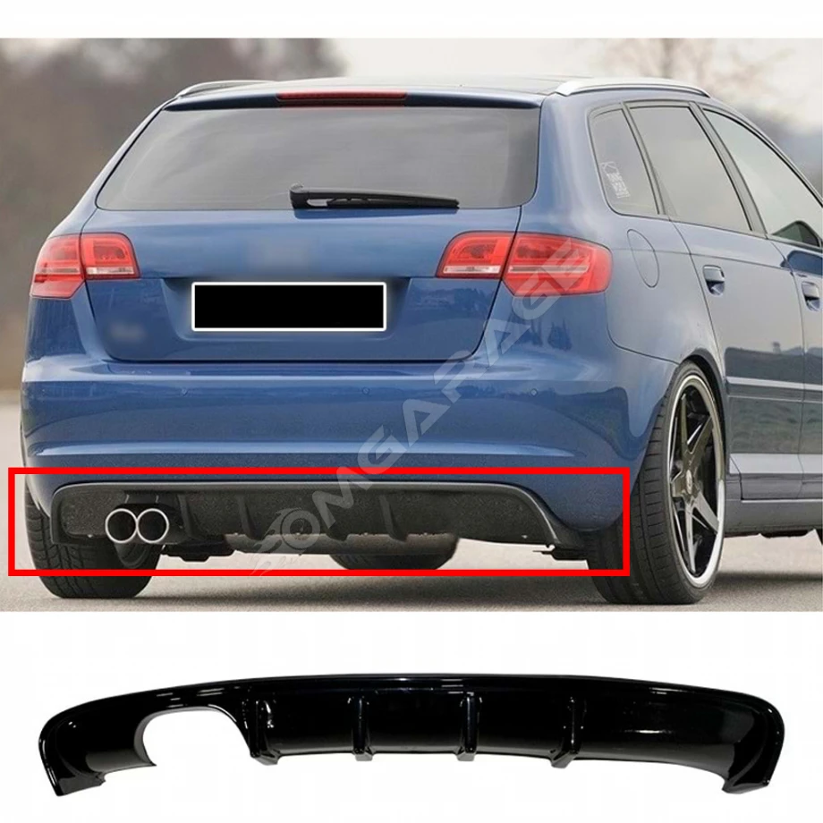 Audi A3 8P FL S3 Difüzör 4 Kapı Uyumlu Parlak Siyah Plastik 2008-2012 Arka-bodykit-ek-karlık