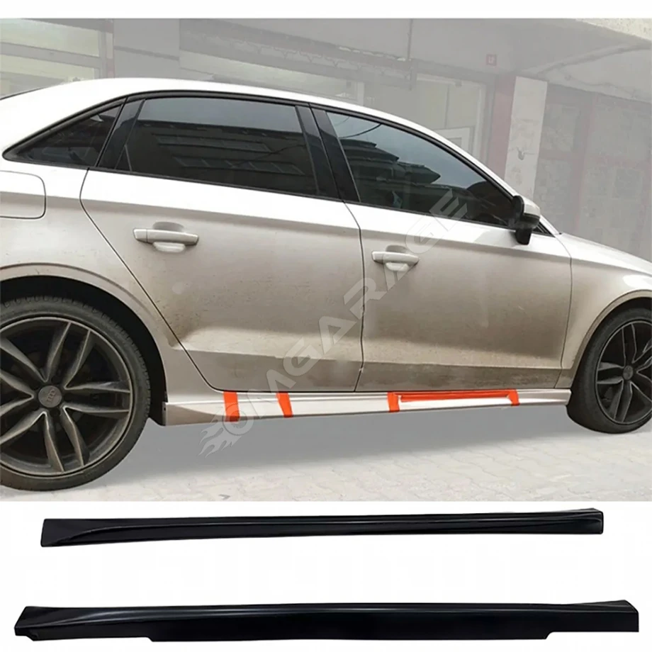 Audi A3 8V Sedan Aero Yan Marşpiyel Seti Mat Siyah Plastik 2 Adet 2012-2019
