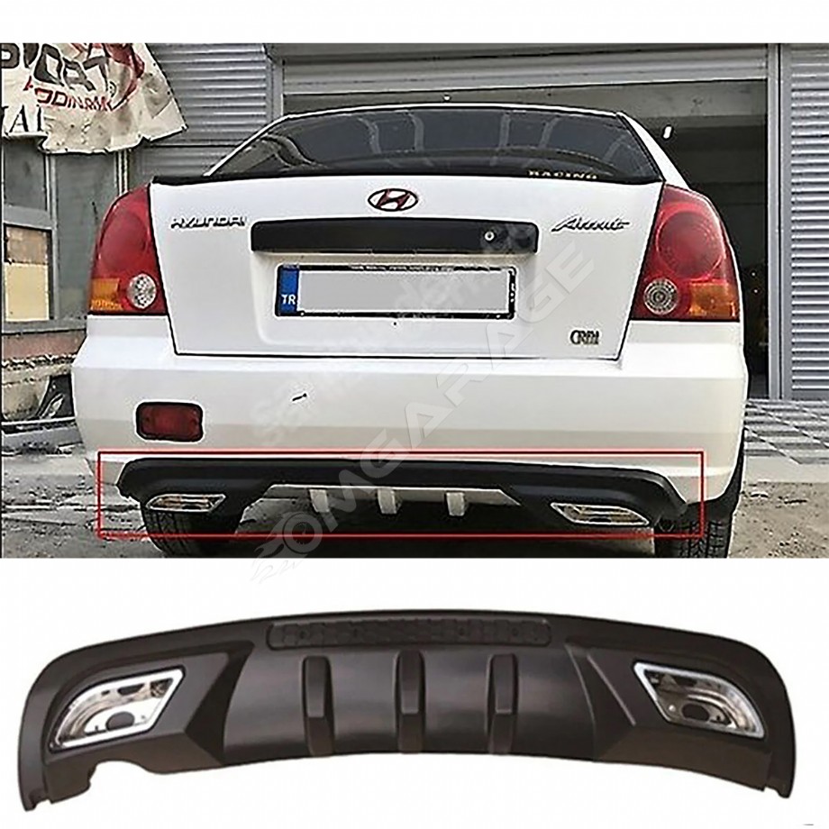 Hyundai Accent Admire Difüzör Difizör Siyah + Kare Egzoz Görünüm C Tip 2003 - 2006
