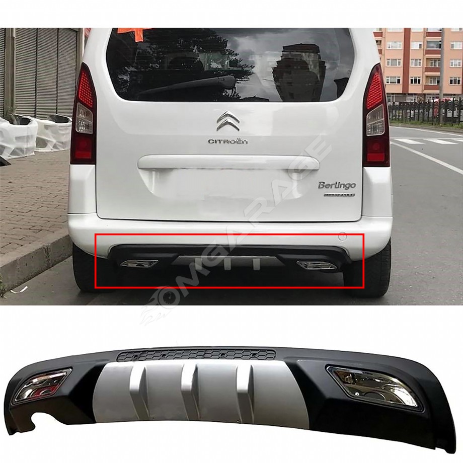 Citroen Berlingo Difüzör Difizör Gri + Kare Egzoz Görünüm C Tip