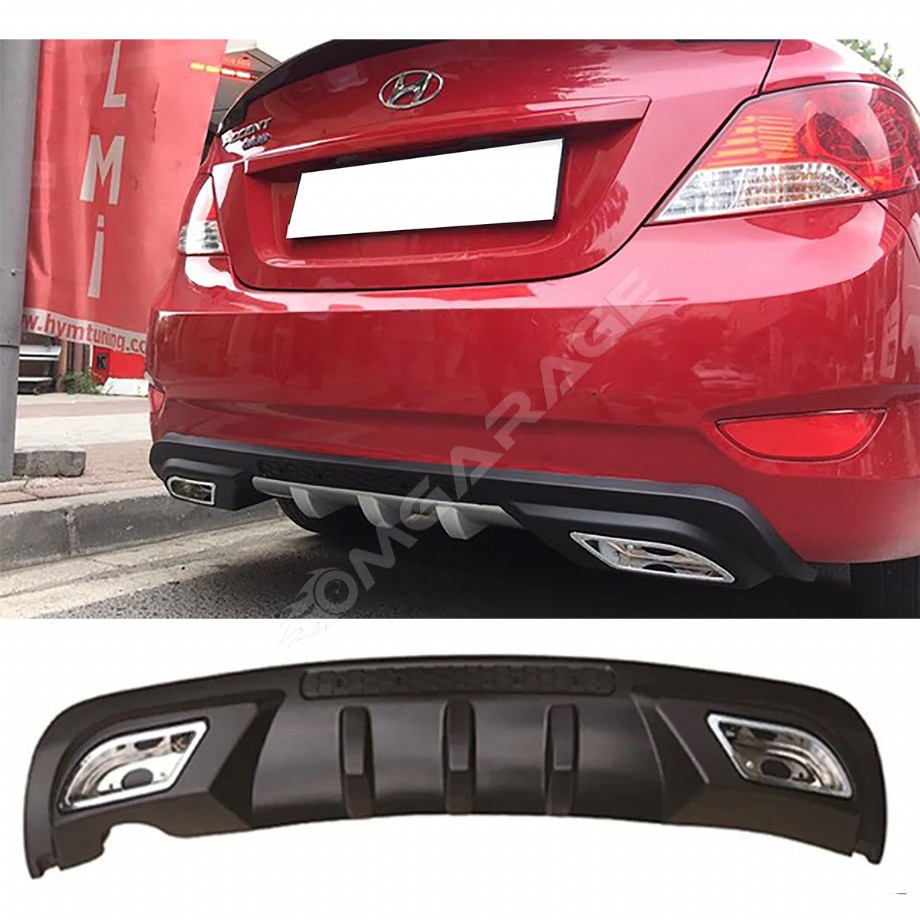 Hyundai Accent Blue Difüzör Difizör Siyah + Kare Egzoz Görünüm C Tip 2010 - 2018