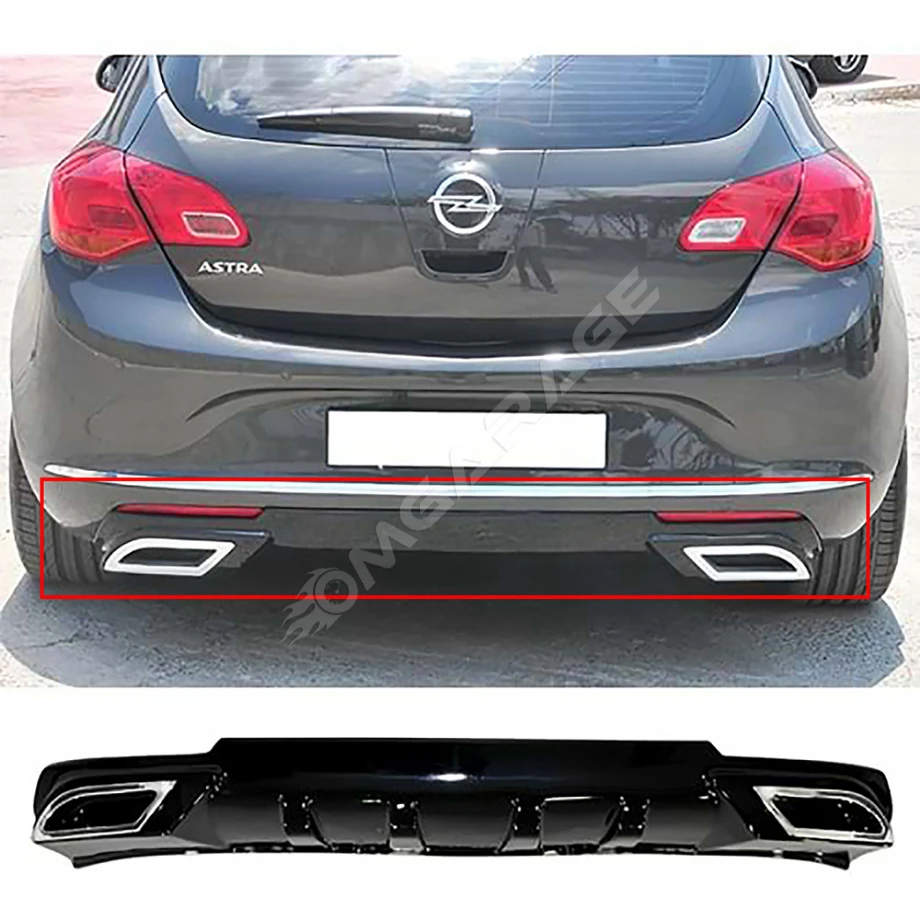 Opel Astra J HB Sport Difüzör Difizör Plastik Parlak Siyah 2012 2013 2014 2015 Arka-difizör-bodykit-ek