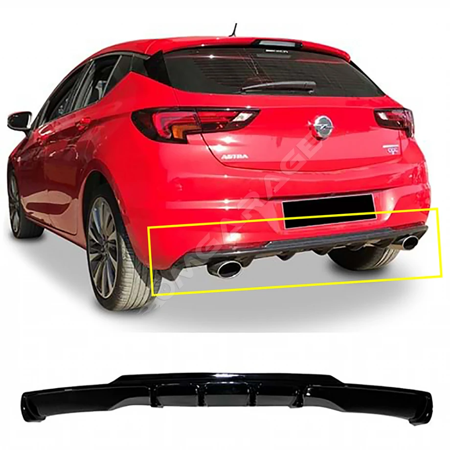 Opel Astra K Rieger Difüzör Difizör Plastik Parlak Siyah Çıkışsız 2015-2021 Arka-bodykit-ek-karlık