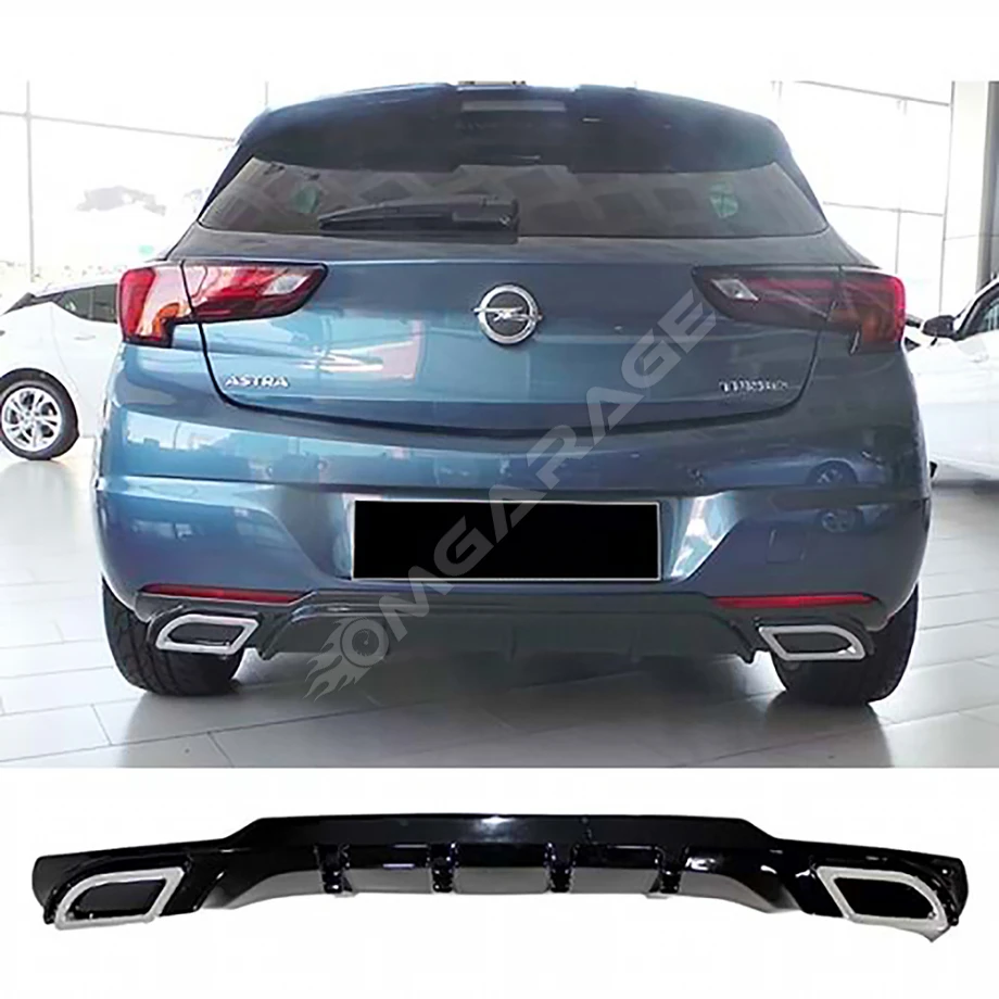Opel Astra K Sport Difüzör Difizör Plastik Parlak Siyah Egzoz Görünüm 2015-2021 Arka-difizör-bodykit-ek