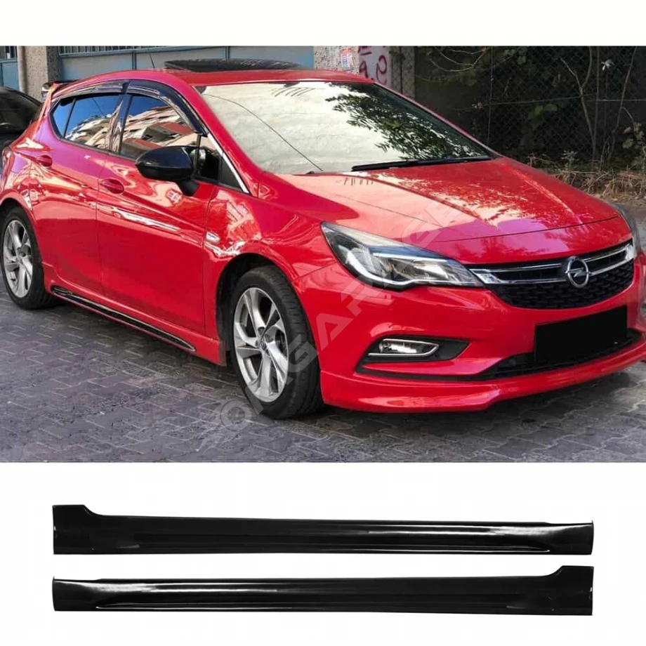 Opel Astra K Rieger Yan Marşpiyel Seti Mat Siyah Plastik 2 Adet 2015 2016 2017 2018 2019 2020 2021