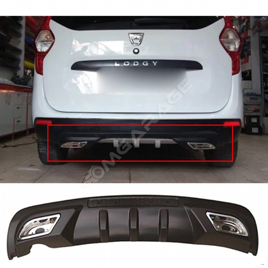Dacia Dokker Difüzör Difizör Siyah + Kare Egzoz Görünüm C Tip