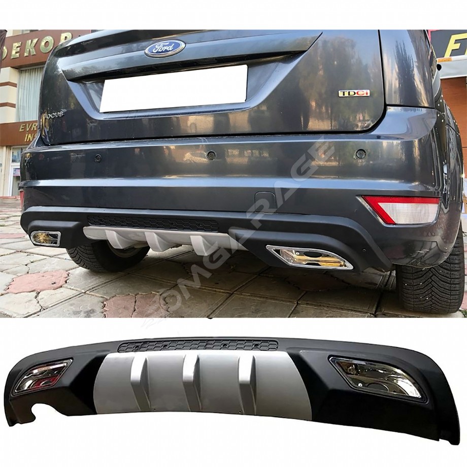 Ford Focus 2 HB Difüzör Difizör Gri + Kare Egzoz Görünüm C Tip 2004 - 2010