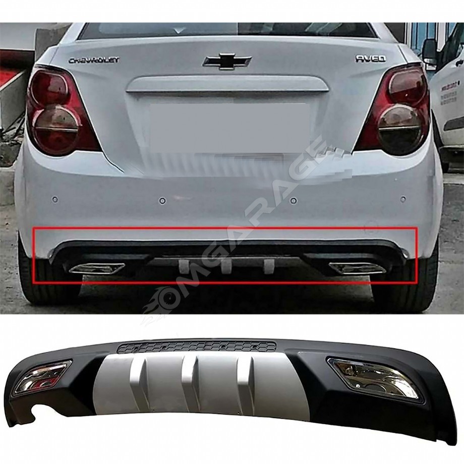 Chevrolet Aveo Sedan Difüzör Difizör Gri + Kare Egzoz Görünüm C Tip 2012 - 2016