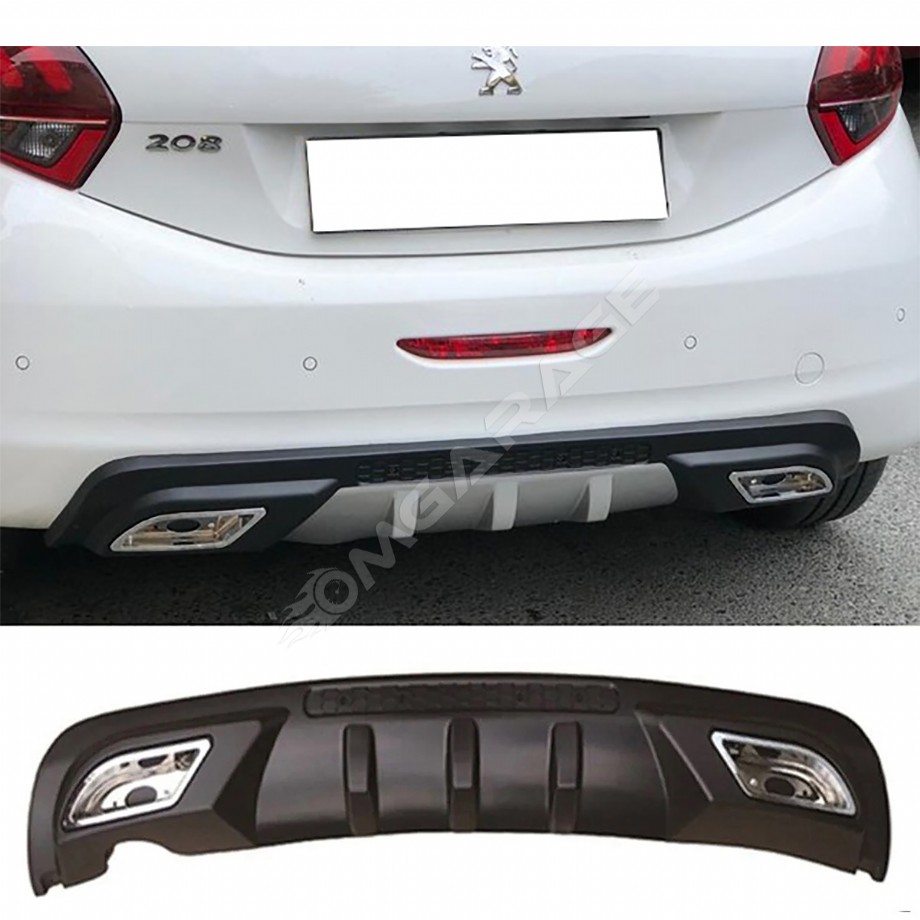 Peugeot 208 Difüzör Difizör Siyah + Kare Egzoz Görünüm C Tip 2004 - 2009
