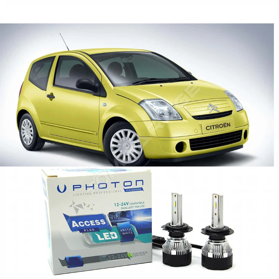 Citroen C2 Led Xenon Uzun + Kısa Far Ampulü H4 Access Yeni Seri Beyaz