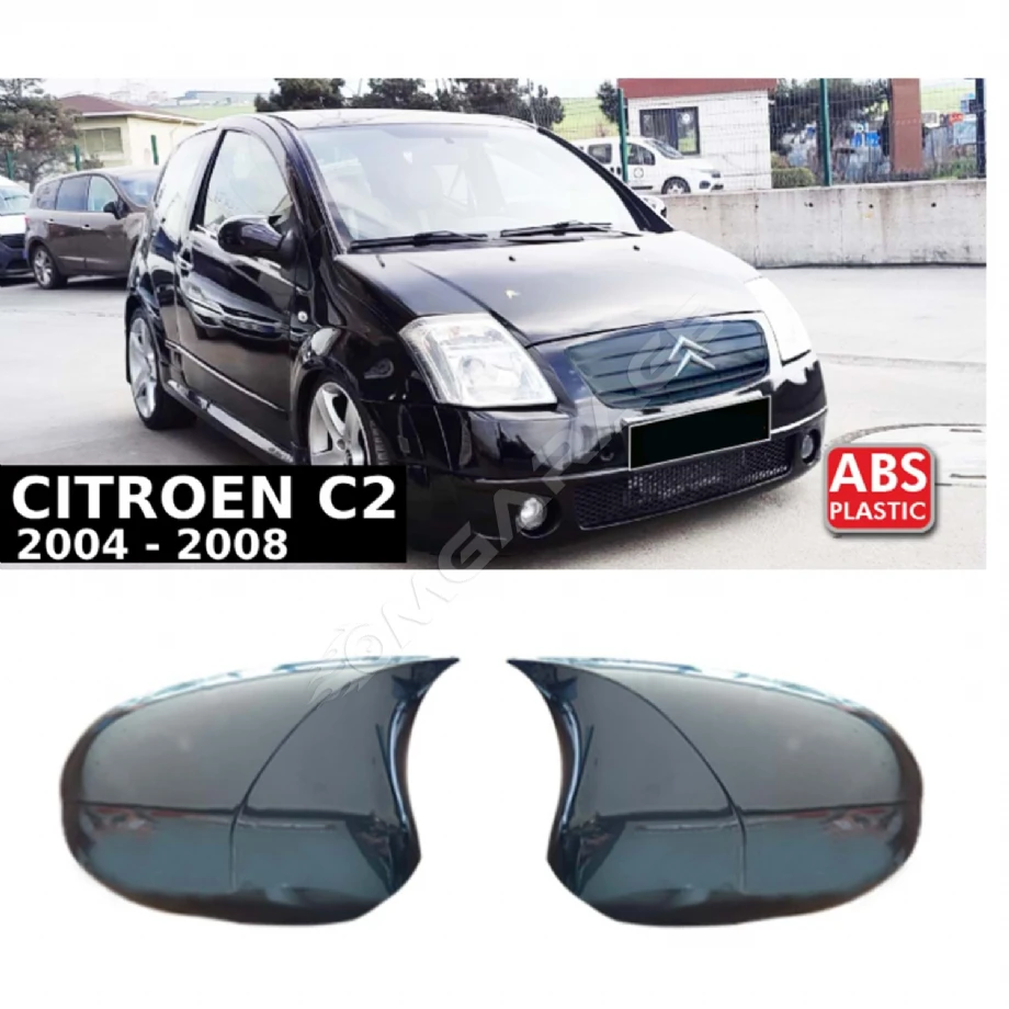 Citroen C2 Batman Yarasa Ayna Kapağı Parlak Siyah ABS 2004 2005 2006 2007 2008