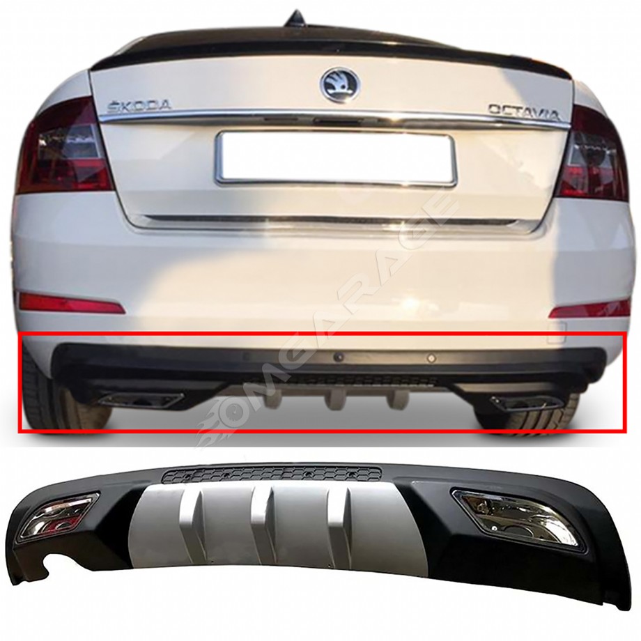 Skoda Octavia Difüzör Difizör Gri + Kare Egzoz Görünüm C Tip