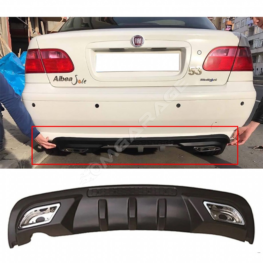 Fiat Albea Difüzör Difizör Siyah + Kare Egzoz Görünüm C Tip