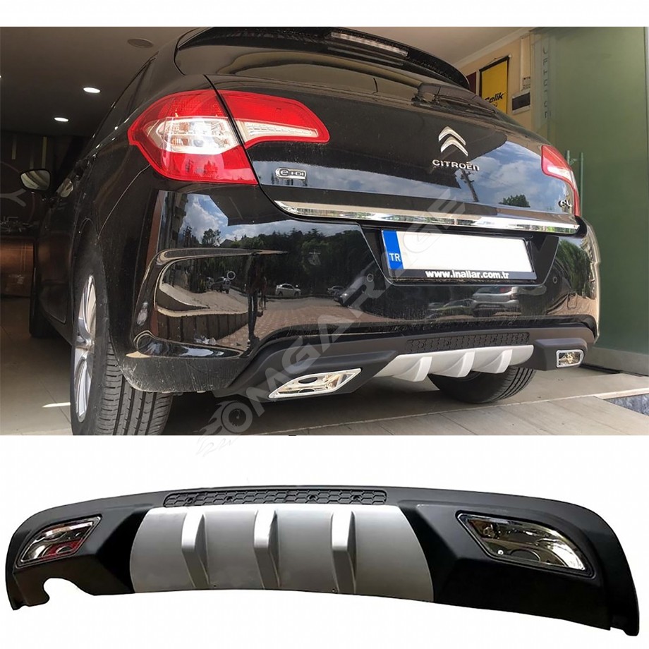 Citroen C4 Difüzör Difizör Gri + Kare Egzoz Görünüm C Tip 2011 - 2016
