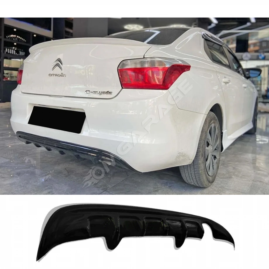 Citroen C Elysee Difüzör Difizör Plastik Parlak Siyah 2012 2013 2014 2015 2016 Arka-difizör-bodykit-ek
