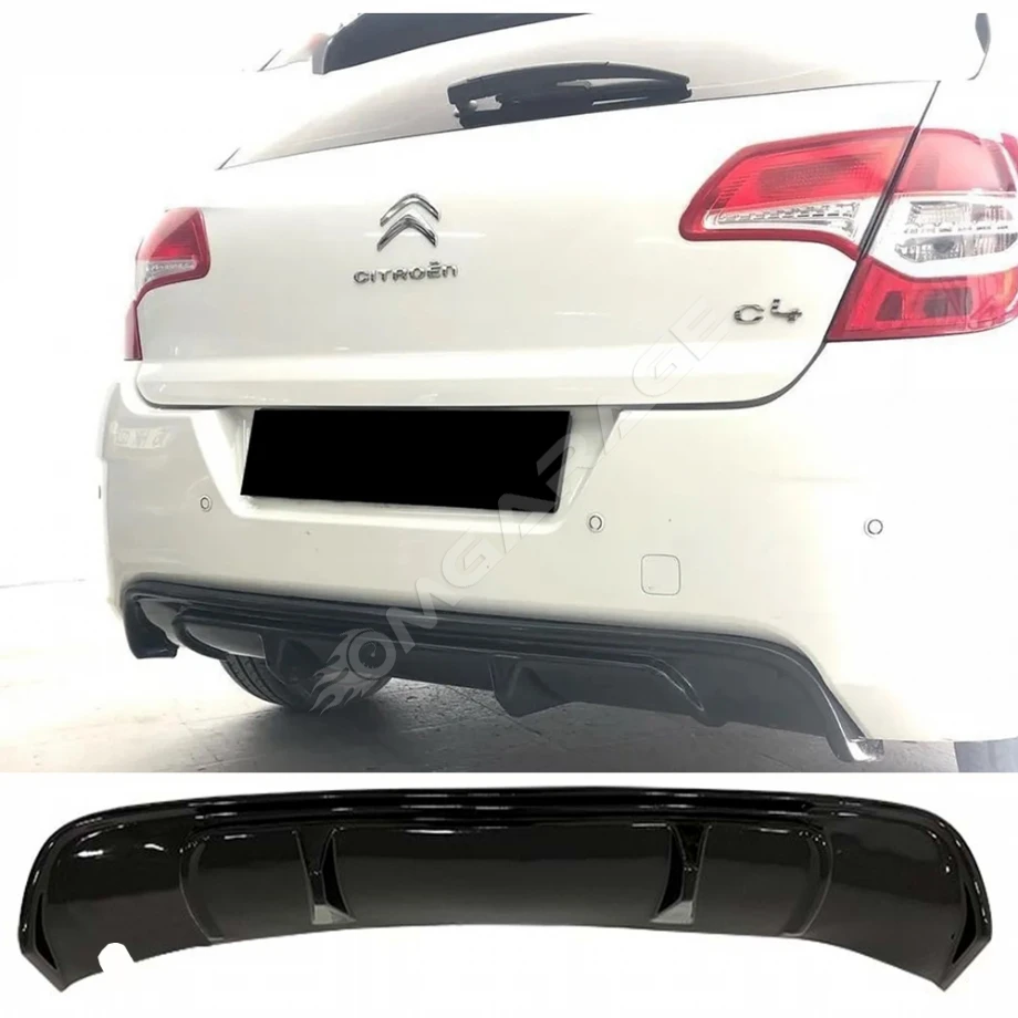 Citroen C4 Difüzör Difizör Plastik Parlak Siyah 2011 2012 2013 2014 2015 2016 Arka-difizör-bodykit-ek