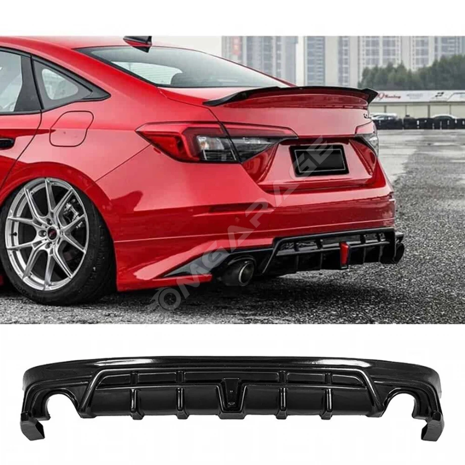 Honda Civic FE Arka Ek Plastik Siyah Difüzör 2022 2023 2024 2025 Arka-bodykit-ek-karlık