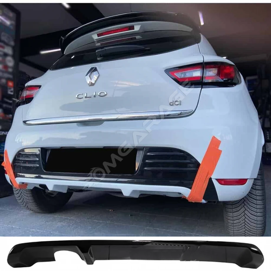 Renault Clio 4 Düz Difüzör Difizör Plastik Parlak Siyah 2012-2020 Arka-bodykit-ek-karlık