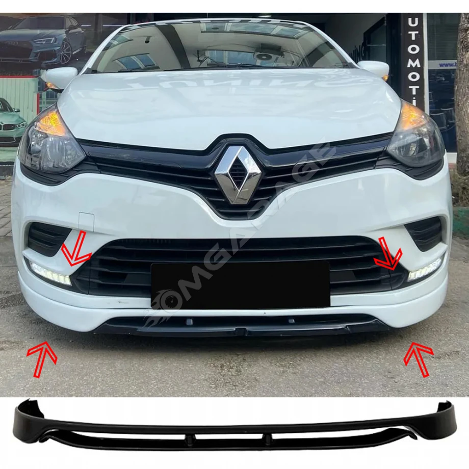 Renault Clio 4 2 Parça Ön Ek Plastik Siyah karlık-ön-ek-bodykit 2016 2018 2019 Makyajlı Kasa