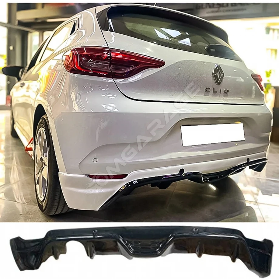 Renault Clio 5 Arka Ek Difüzör Difizör Plastik Parlak Siyah 2019 2020 2021 2022 Arka-difizör-bodykit-ek