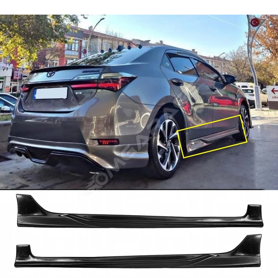 Toyota Corolla Custom Yan Marşpiyel Seti Mat Siyah Plastik 2 Adet 2013 2014 2015 2016 2017 2018
