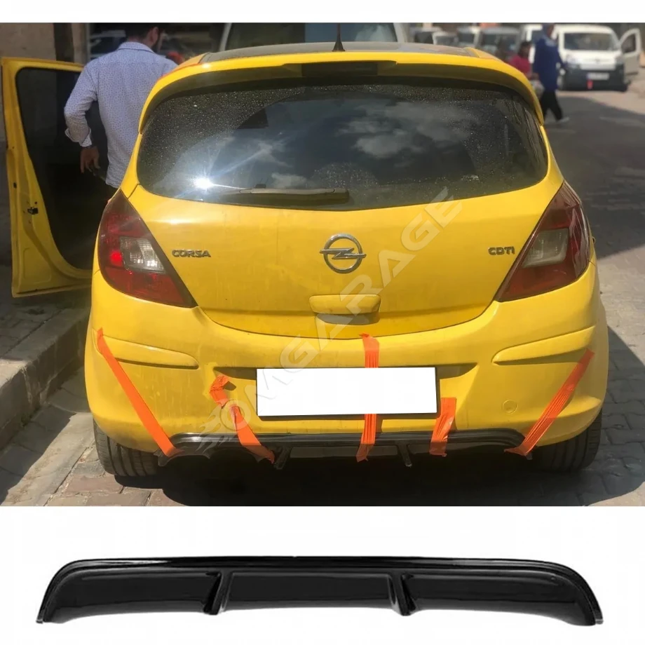 Opel Corsa D Difüzör Difizör Plastik Parlak Siyah Kapalı 2006-2014 Arka-bodykit-ek-karlık