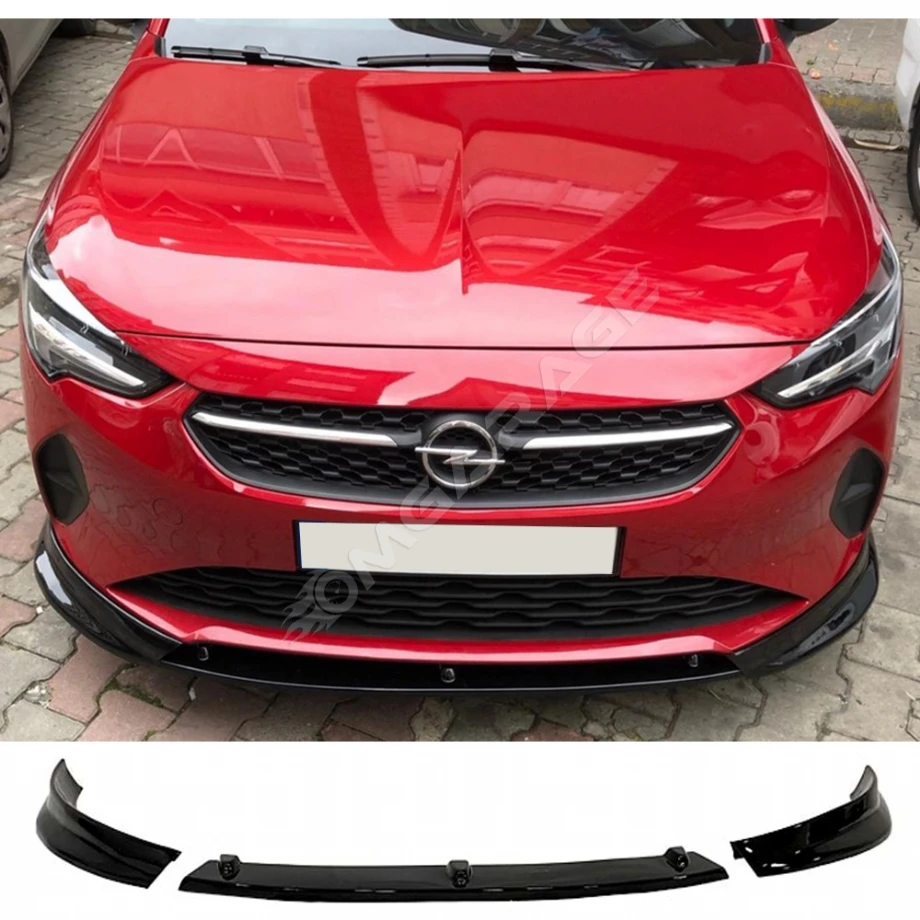 Opel Corsa F 3 Parça Ön Lip Plastik Parlak Siyah karlık-ön-ek-bodykit